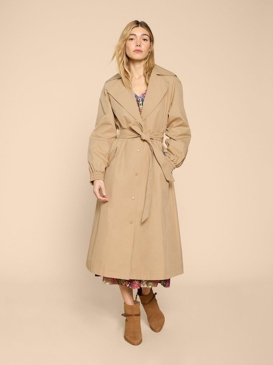 Klassischer beiger Trenchcoat mit Futter