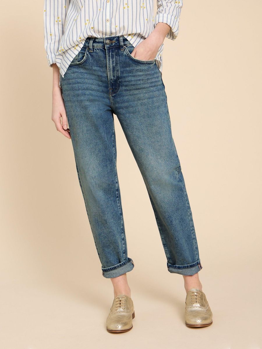 Jeans mit lockerer Passform und hoher Taille