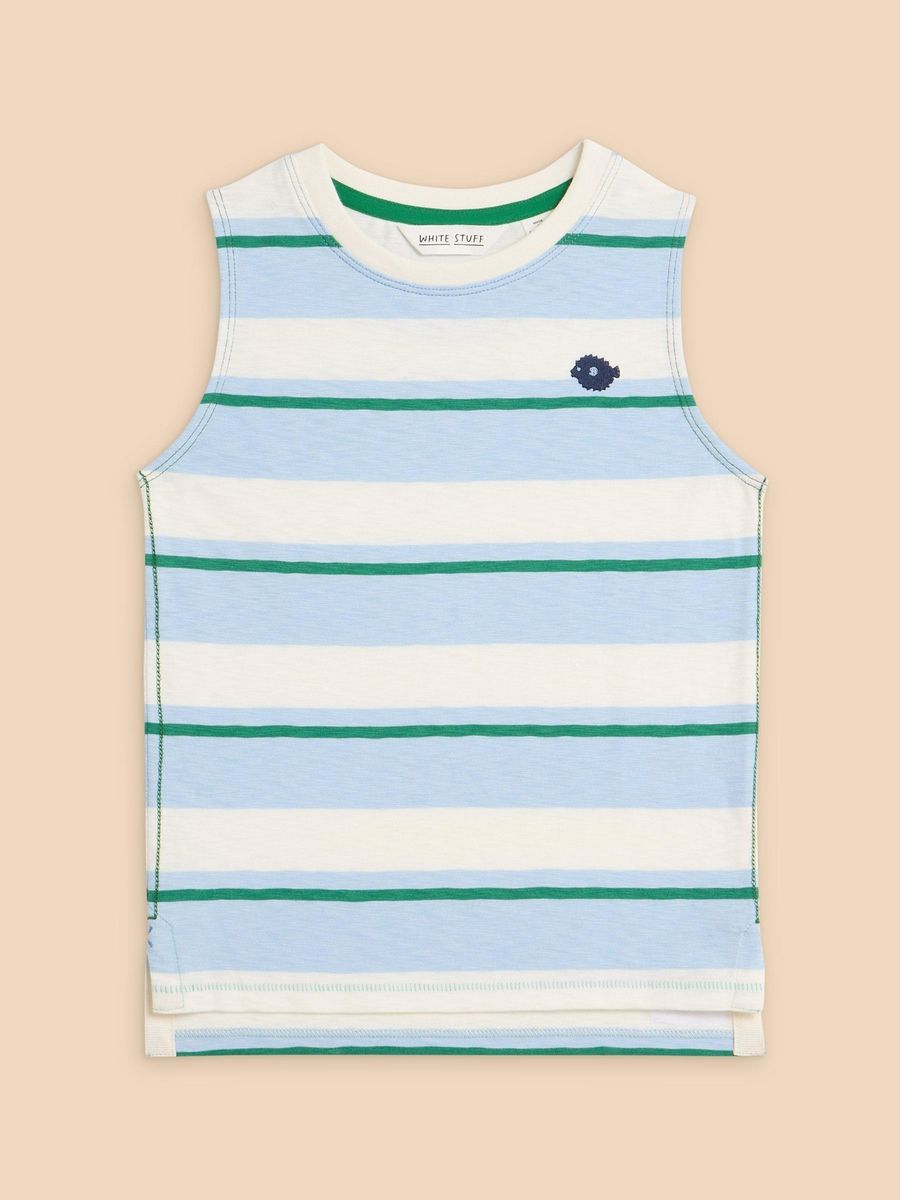 Gestreiftes ärmelloses Tanktop mit Fisch