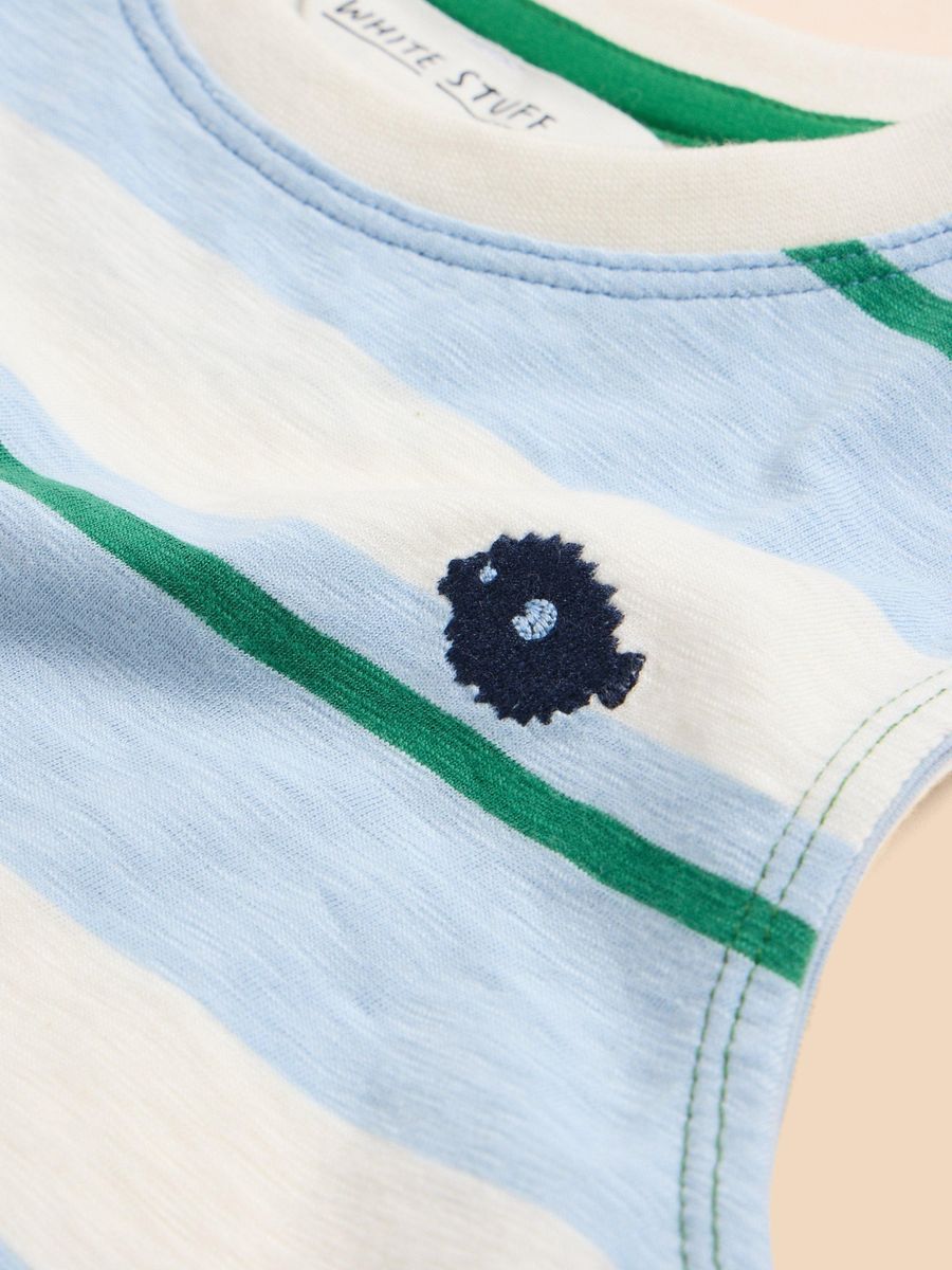 Gestreiftes ärmelloses Tanktop mit Fisch