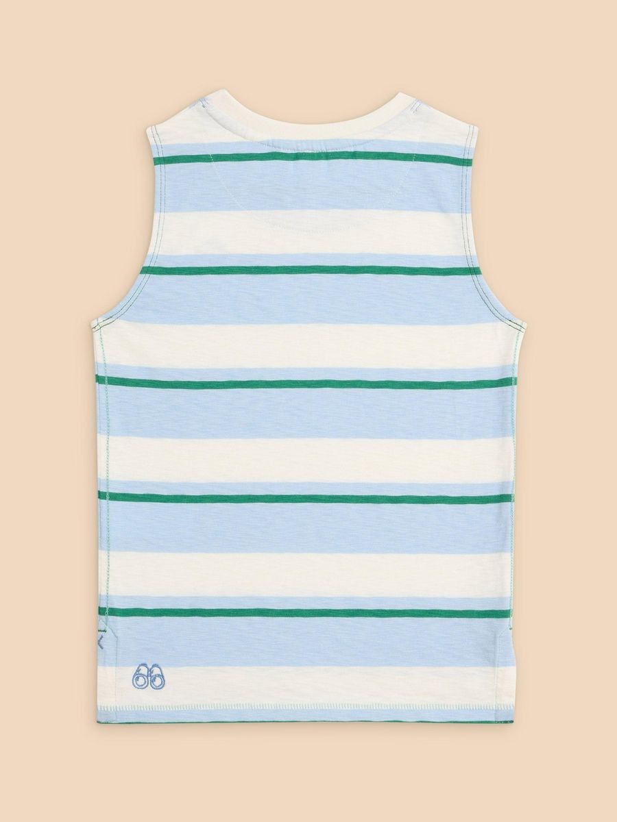 Gestreiftes ärmelloses Tanktop mit Fisch
