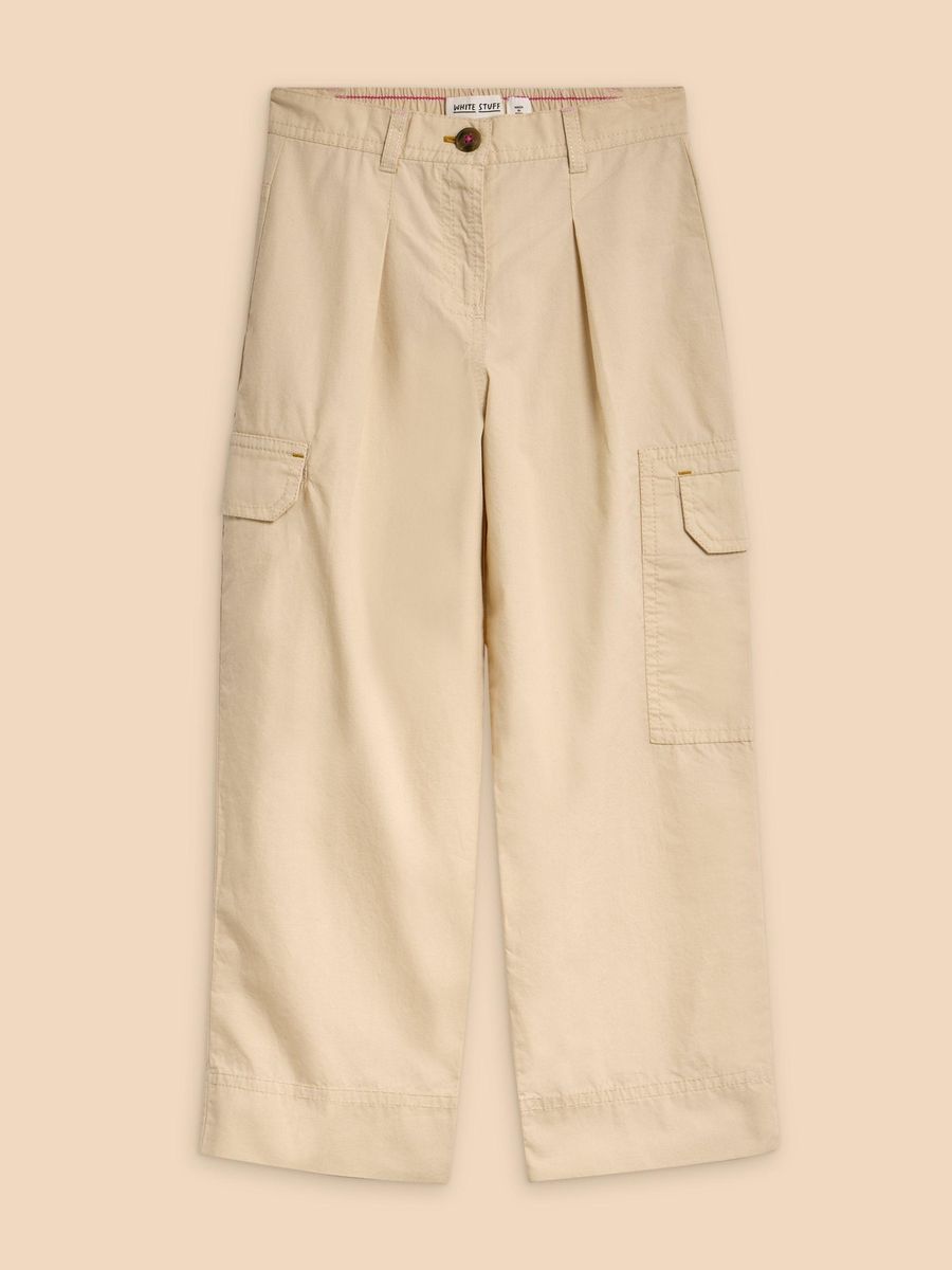Beige Cargo-Hose mit Taschen und Umschlag
