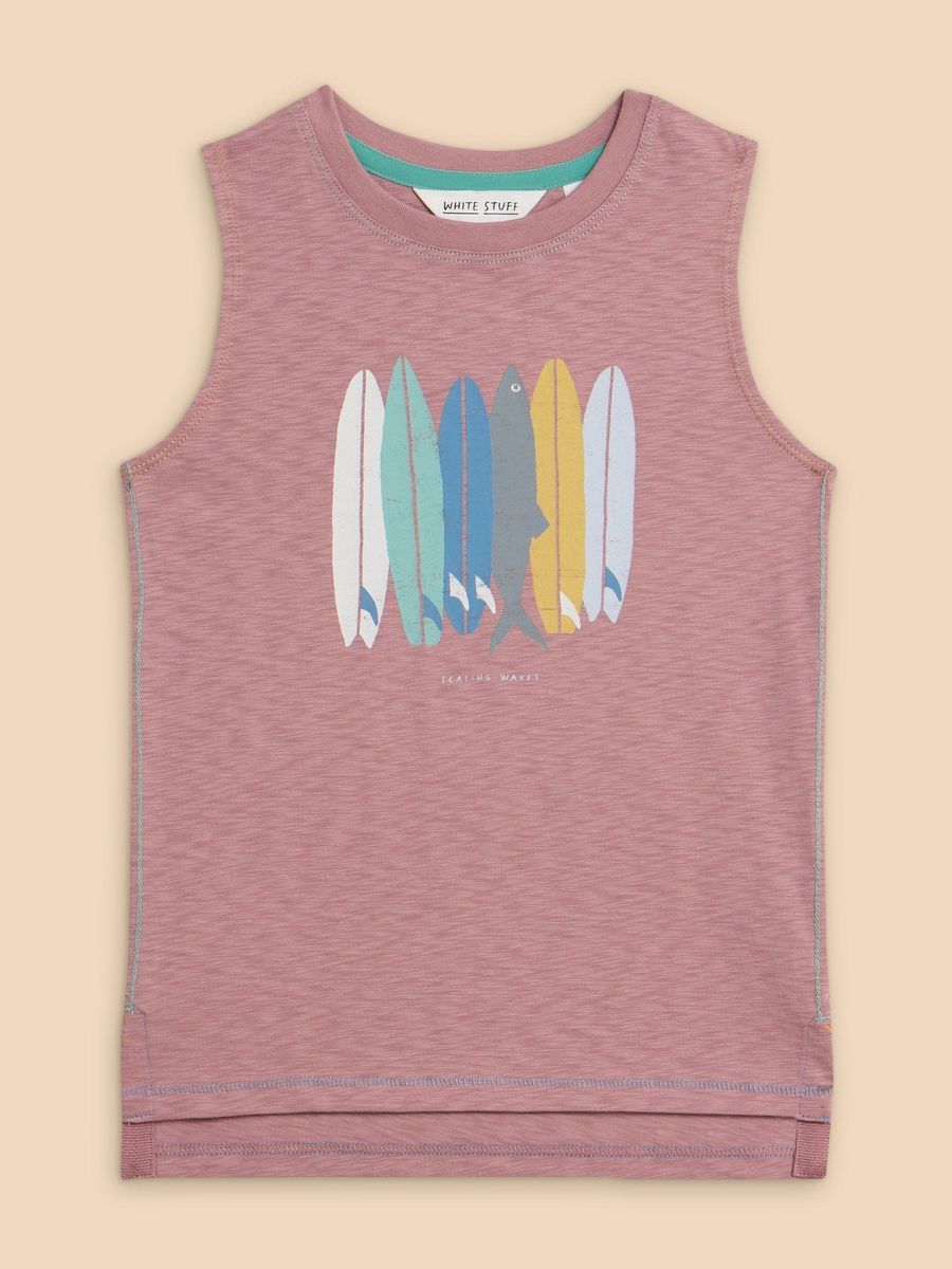 Ärmelloses T-Shirt mit Surfbrett-Grafik