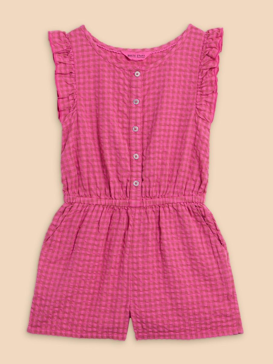 Gingham-Karo-Spieler mit Rüschenbesatz