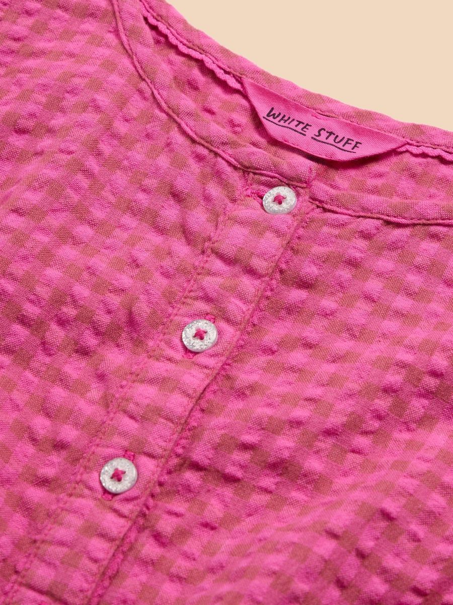 Gingham-Karo-Spieler mit Rüschenbesatz