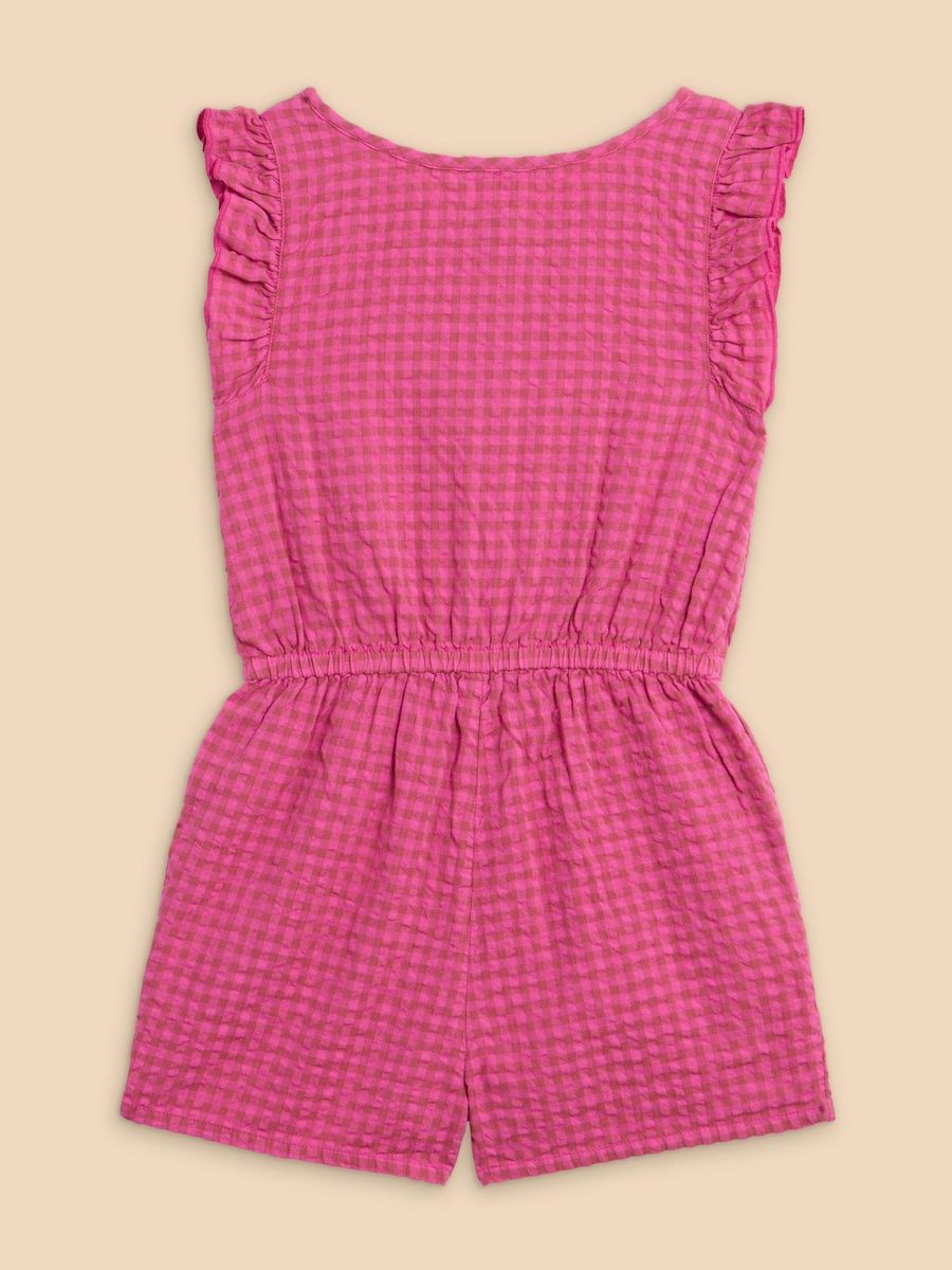 Gingham-Karo-Spieler mit Rüschenbesatz