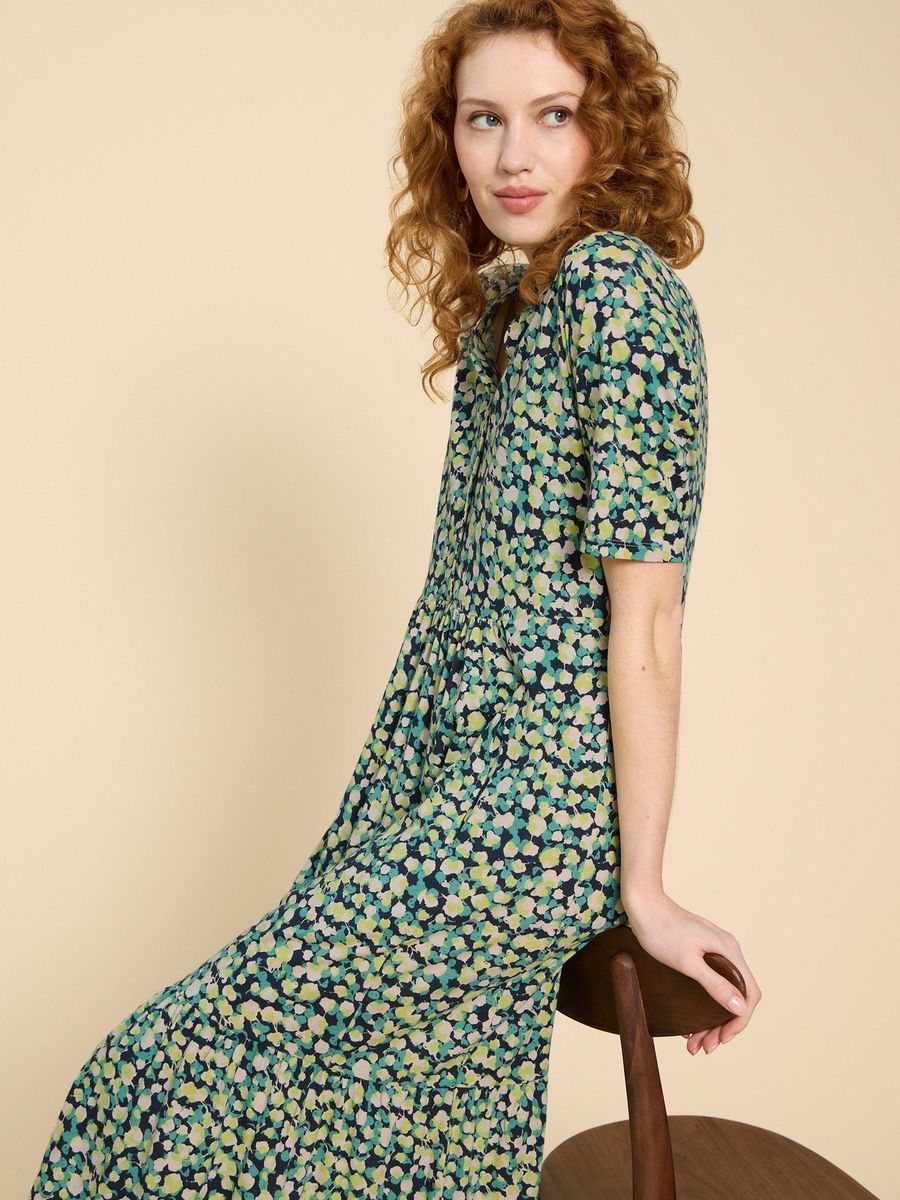 Jersey-Midikleid mit Blumendruck