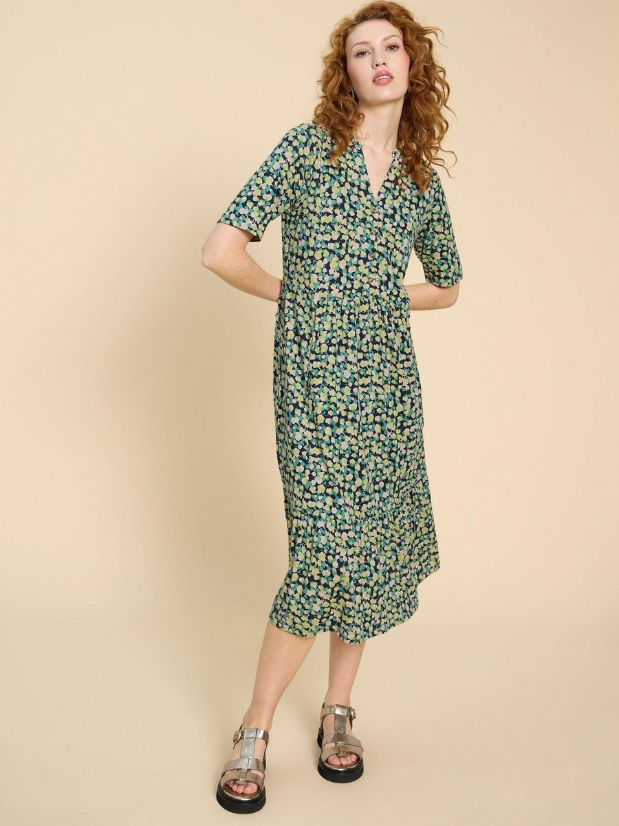 Jersey-Midikleid mit Blumendruck
