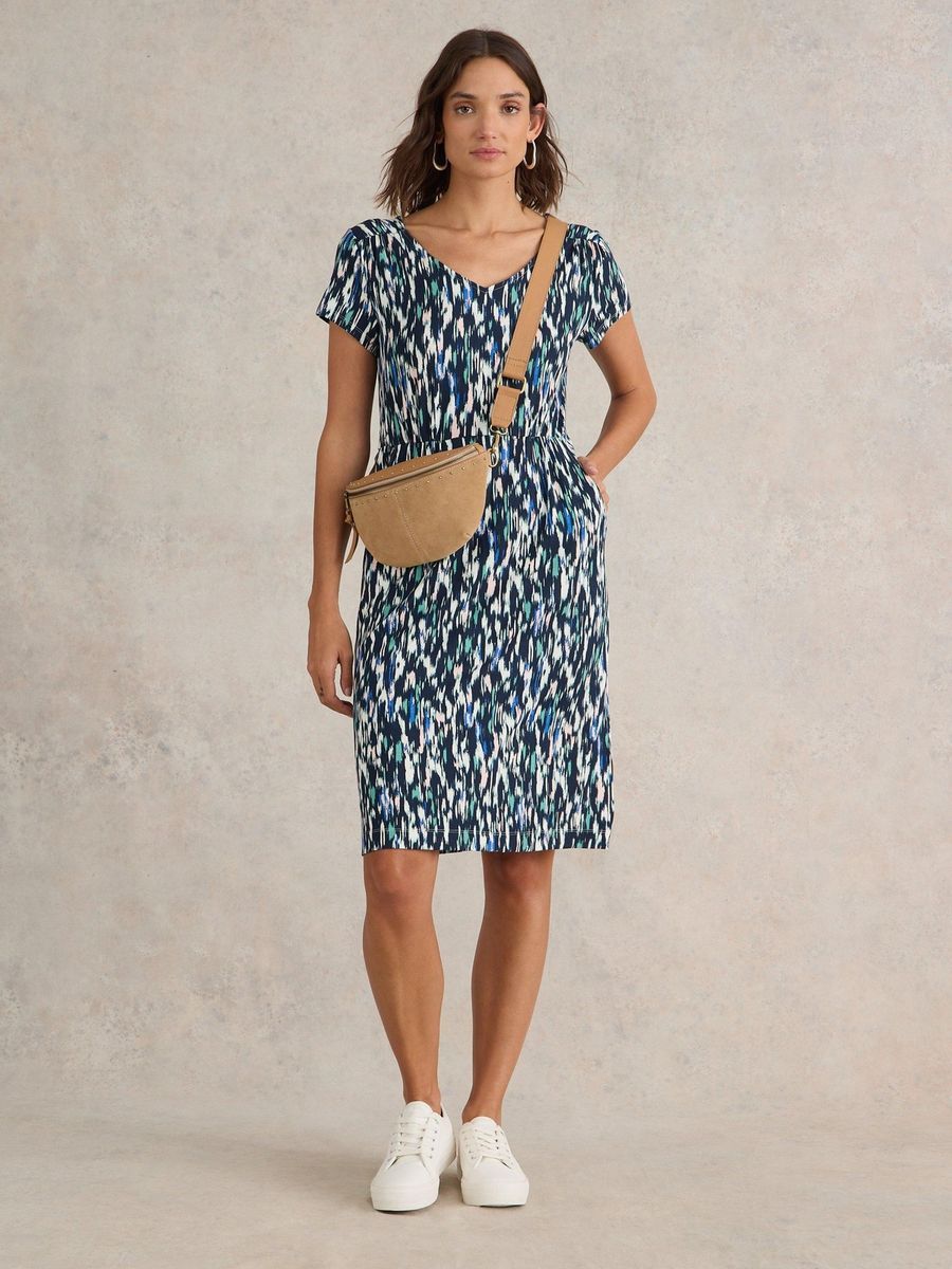 Bedrucktes Jersey-Strick-Midikleid