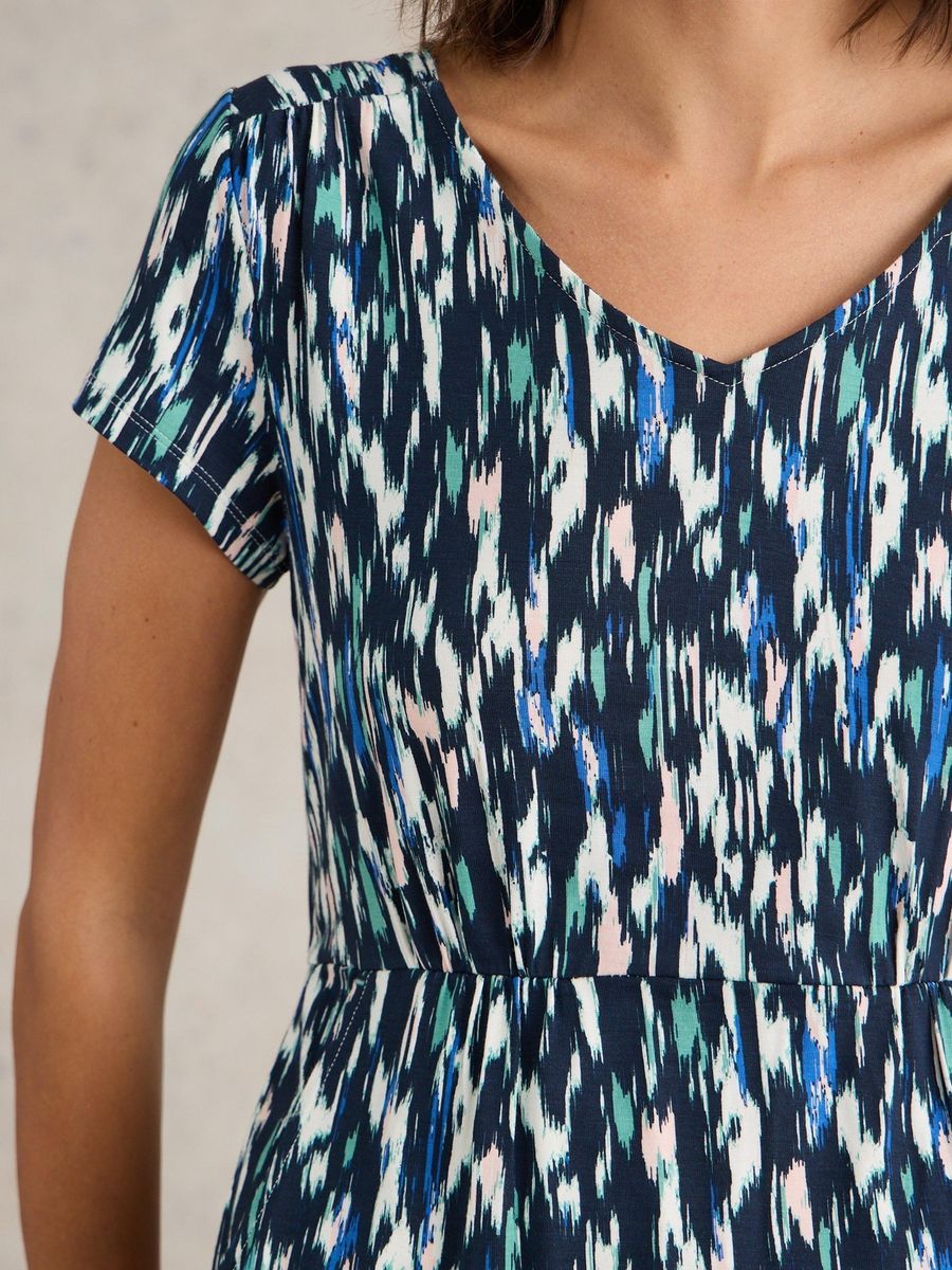 Bedrucktes Jersey-Strick-Midikleid