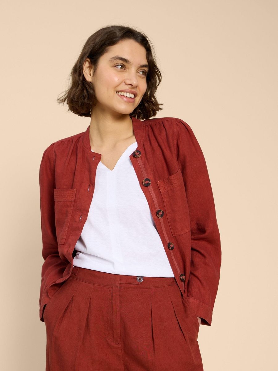 Lässige Leinenjacke mit Knopfleiste