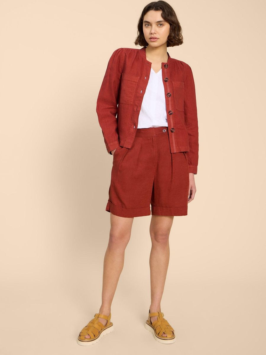 Lässige Leinenjacke mit Knopfleiste