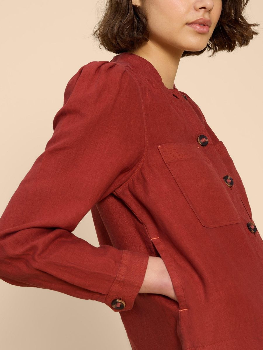 Lässige Leinenjacke mit Knopfleiste