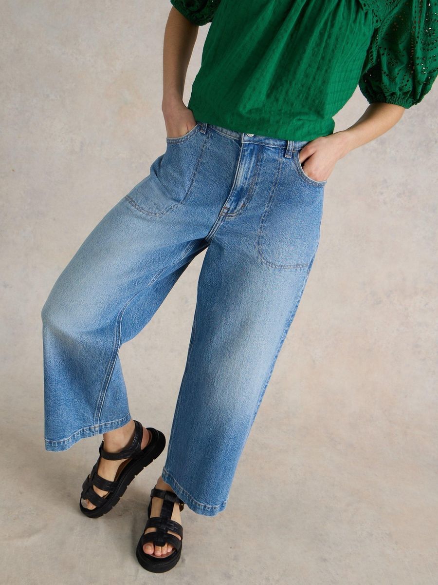 Weit geschnittene Cropped Jeans