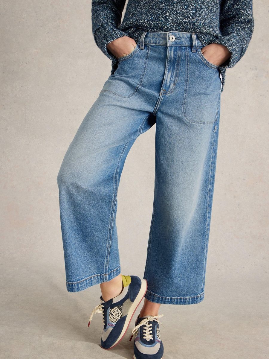 Weit geschnittene Cropped Jeans
