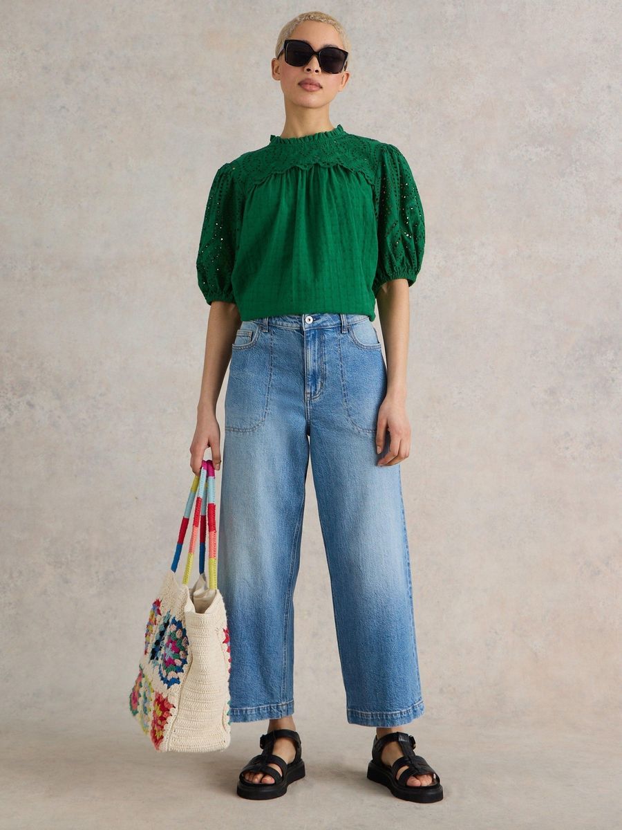 Weit geschnittene Cropped Jeans
