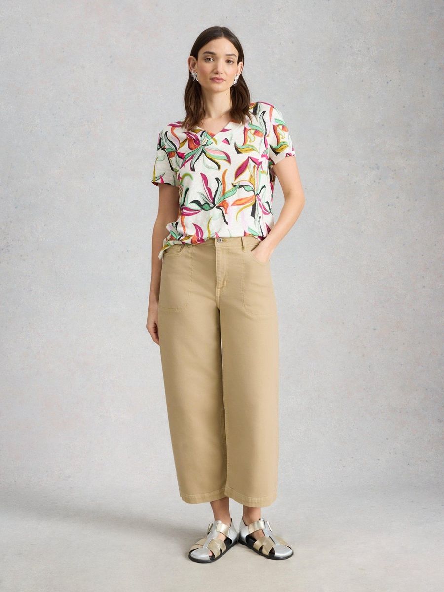 Cropped-Jeans mit weitem Bein
