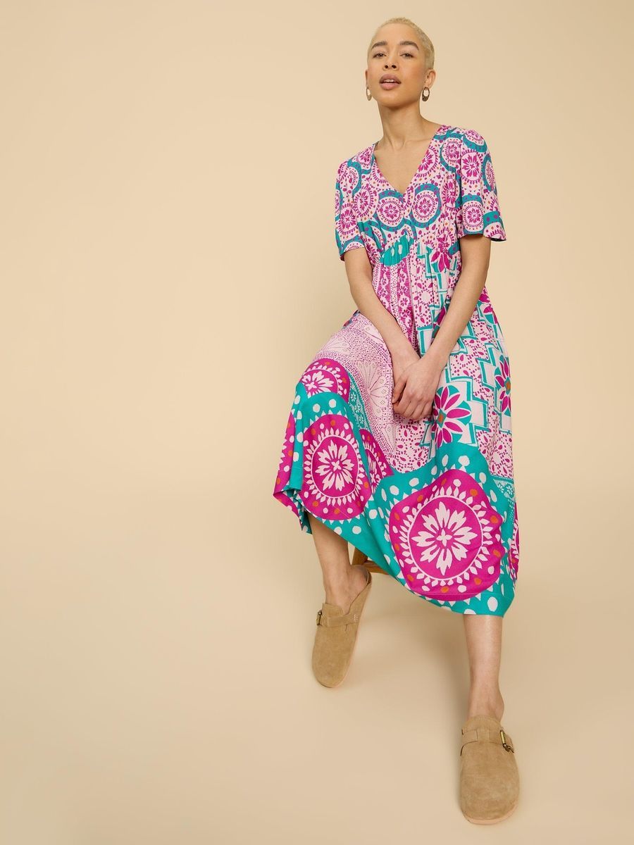 Geblümtes EcoVero Midikleid
