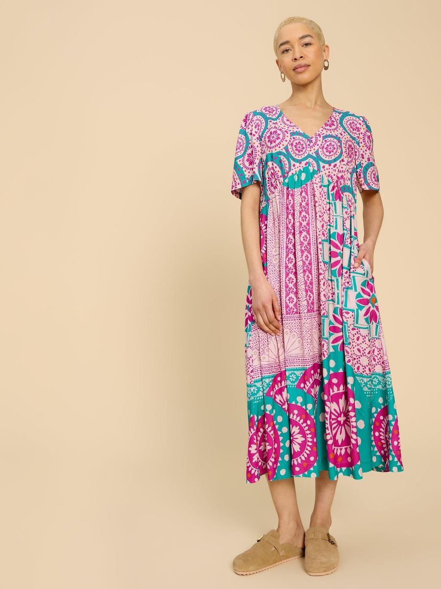 Geblümtes EcoVero Midikleid