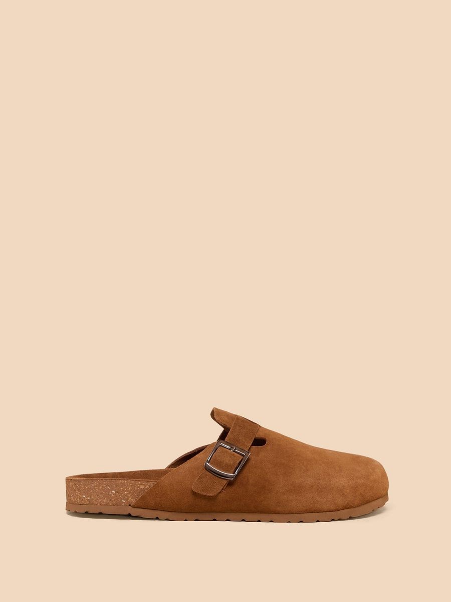 Clogs aus Wildleder mit Schnalle