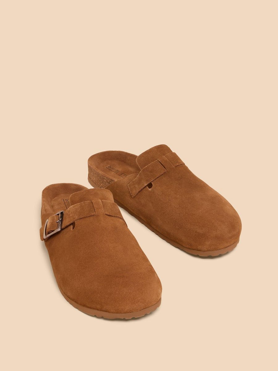 Clogs aus Wildleder mit Schnalle