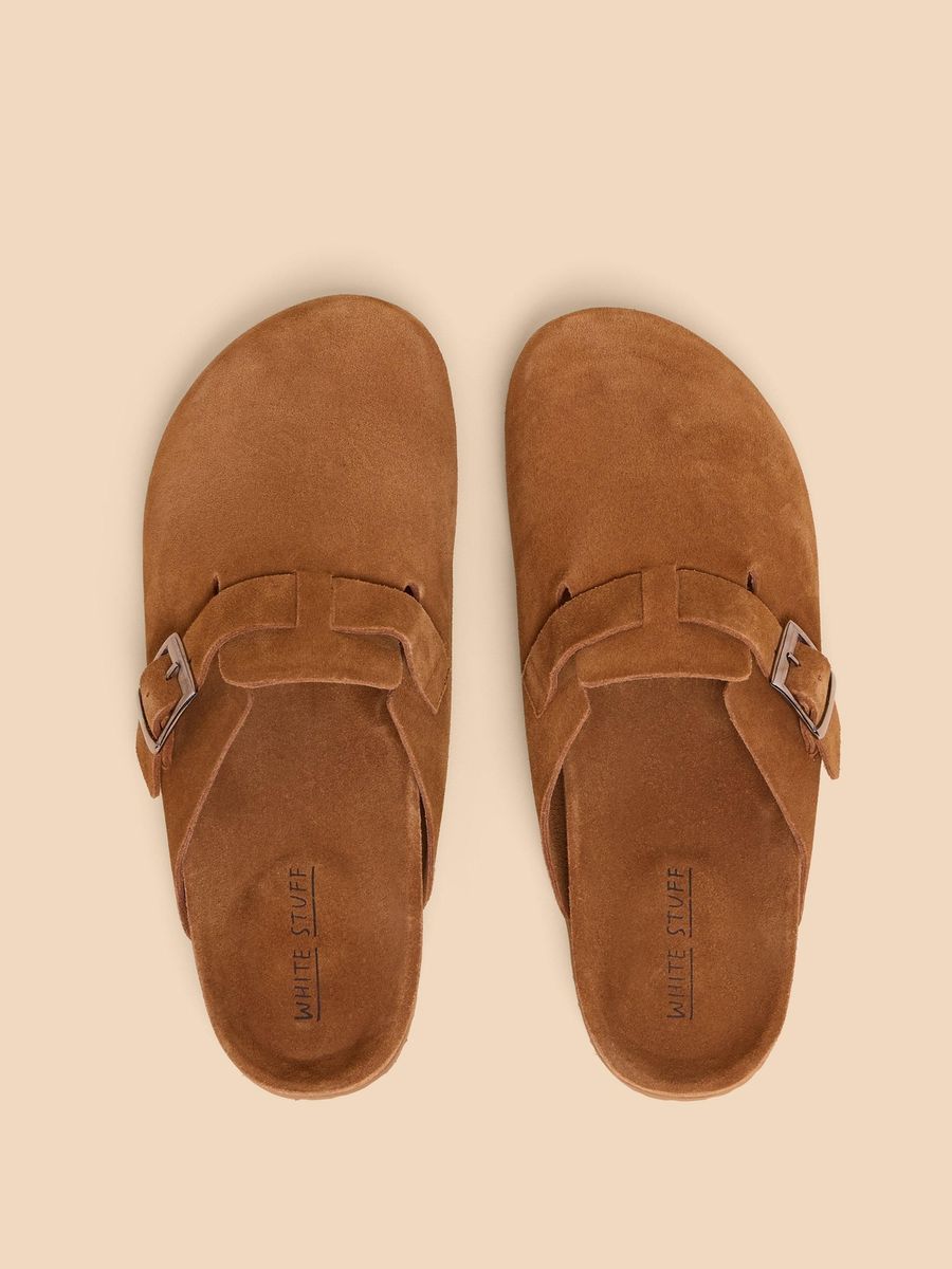 Clogs aus Wildleder mit Schnalle