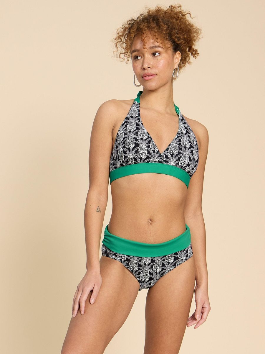 Wendbare Bikinihose mit grünem Bund