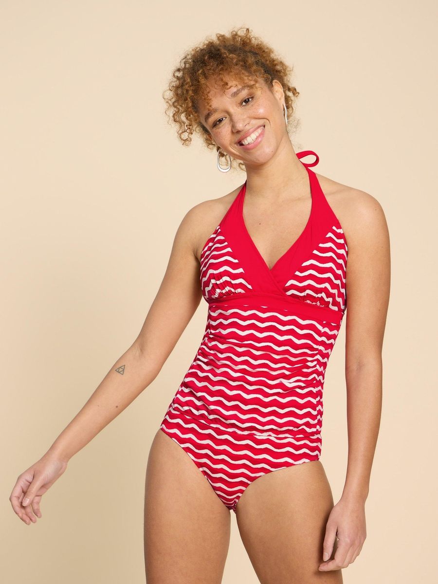 Wendbare Bikinihose mit grünem Bund
