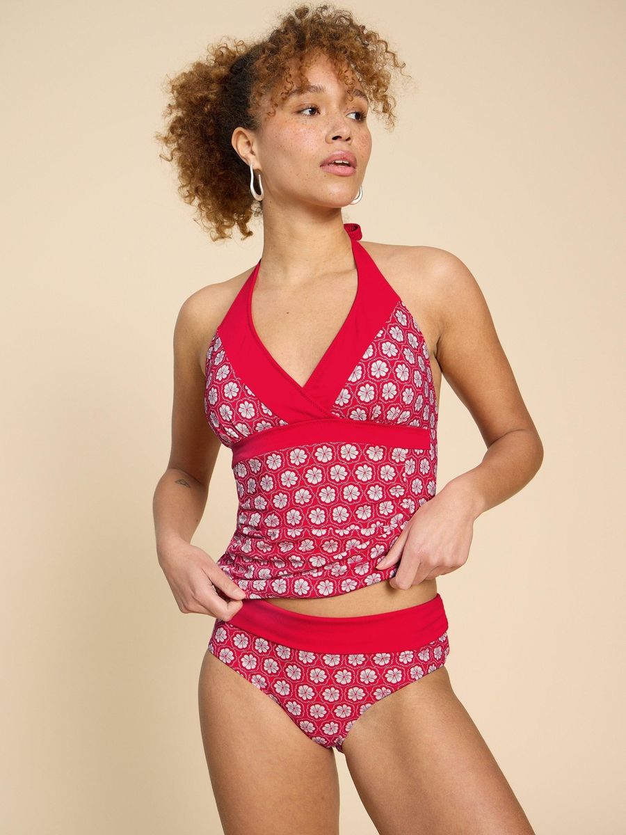 Wendbare Bikinihose mit grünem Bund