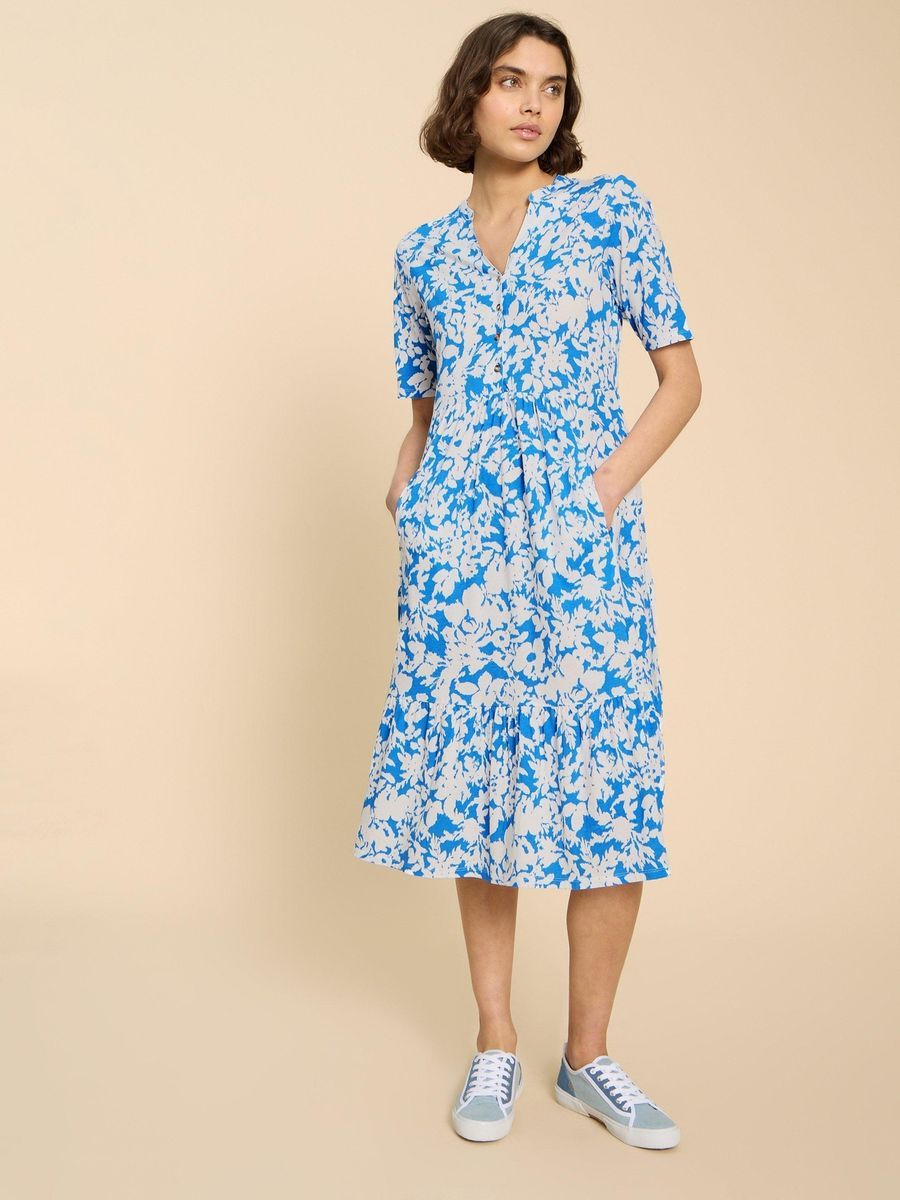 Jersey-Midikleid mit Blumendruck