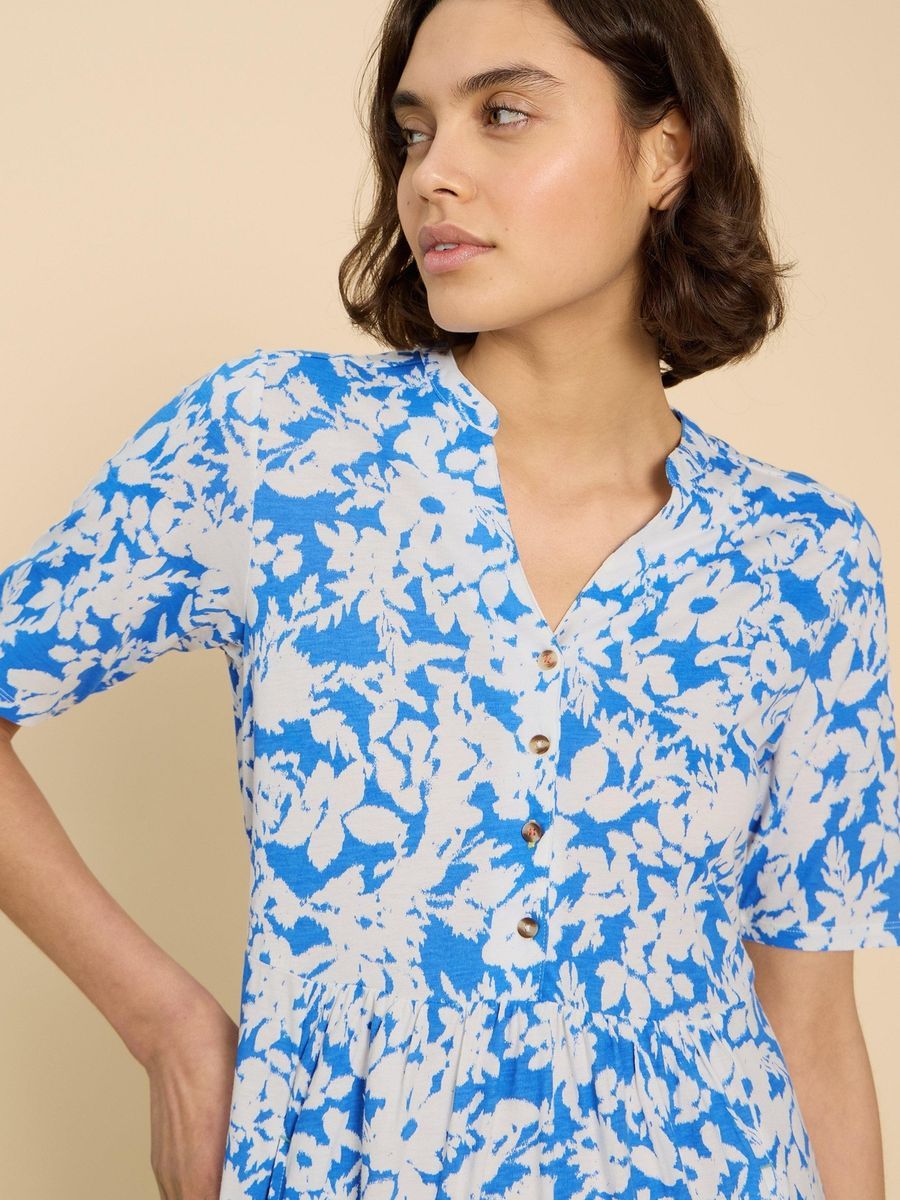 Jersey-Midikleid mit Blumendruck