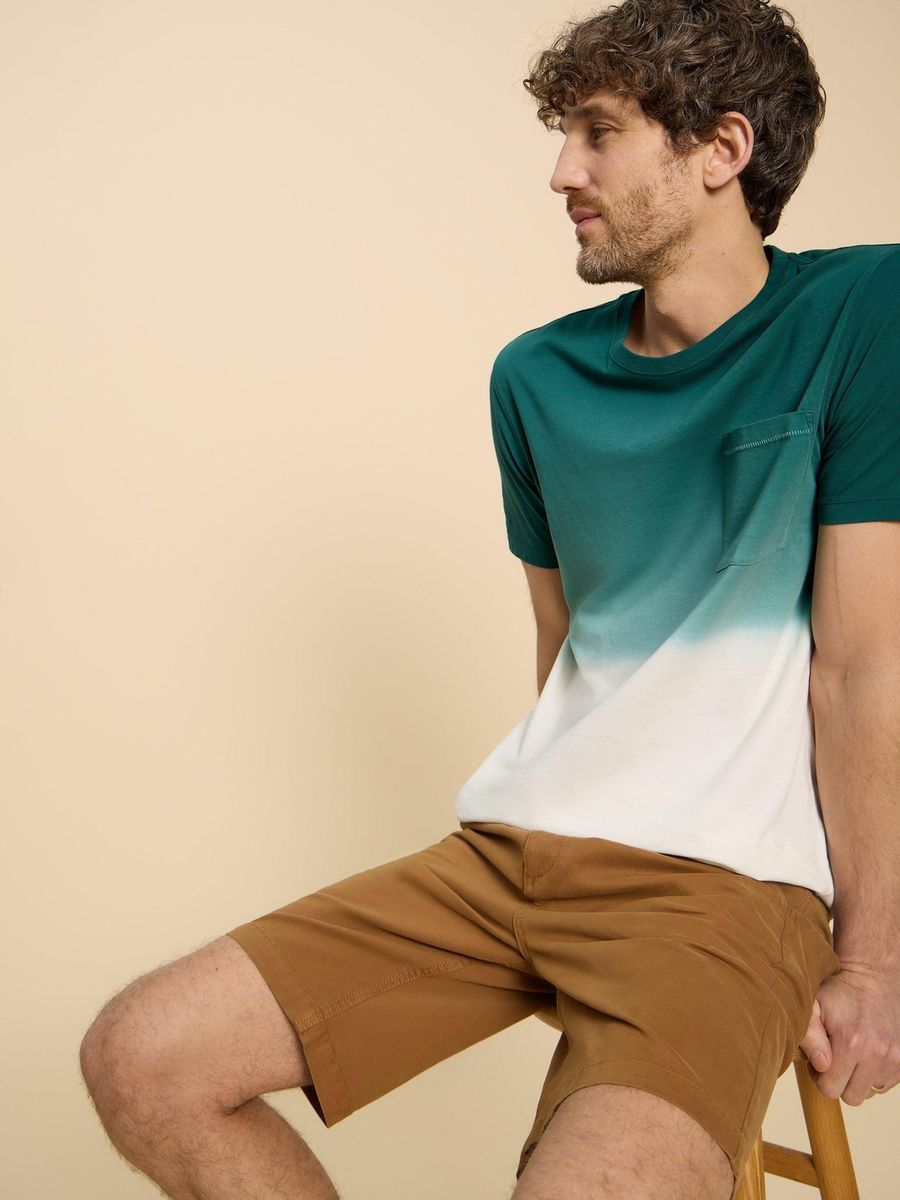 Dip-Dye Baumwoll T-Shirt mit Tasche