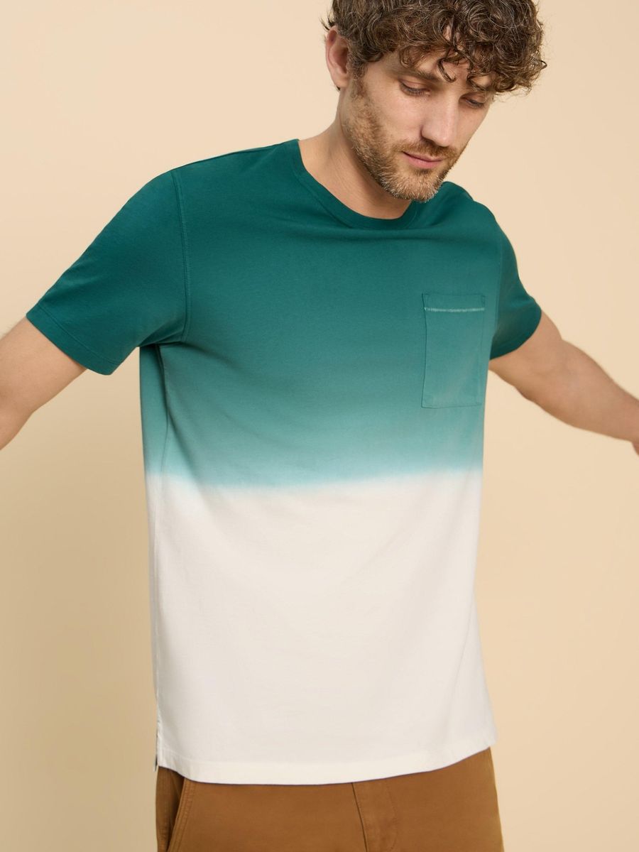Dip-Dye Baumwoll T-Shirt mit Tasche