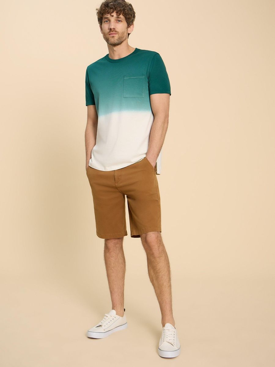 Dip-Dye Baumwoll T-Shirt mit Tasche