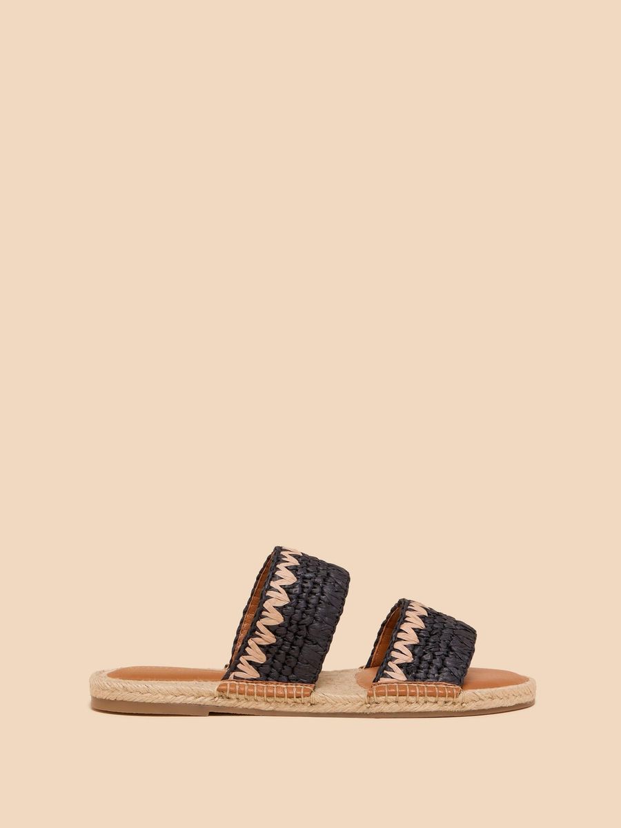 Gewebte Bast Espadrille Pantoletten