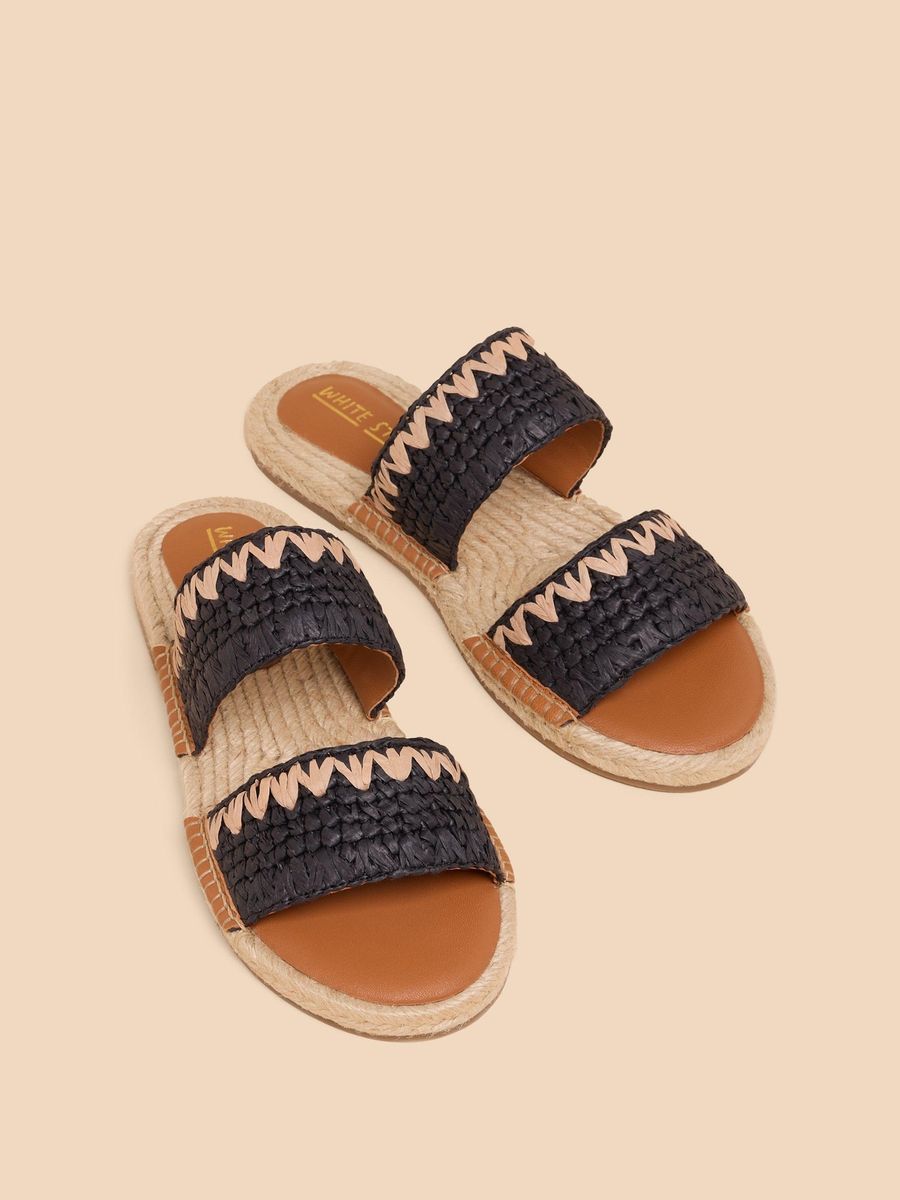 Gewebte Bast Espadrille Pantoletten