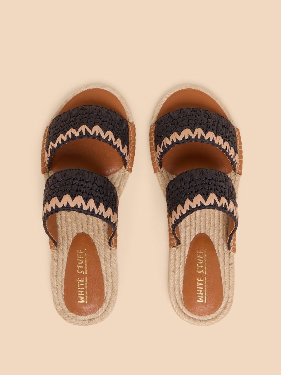 Gewebte Bast Espadrille Pantoletten