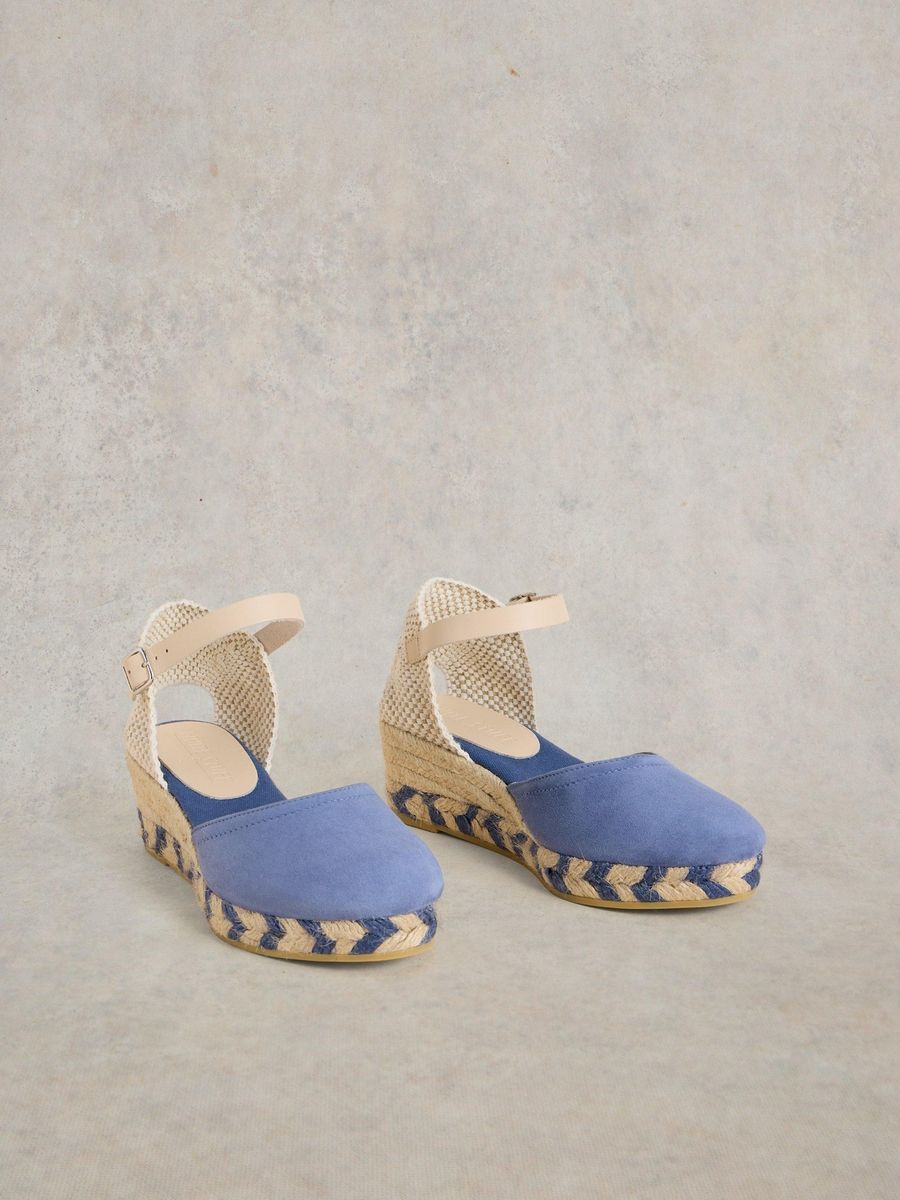Espadrille-Sandalette aus Wildleder mit Knöchelriemen