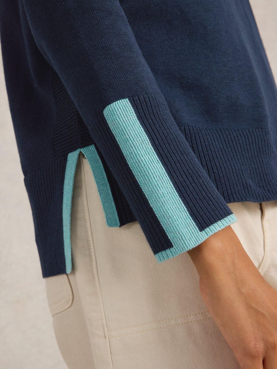 Lässiger Rundhals-Pullover aus Baumwollmischung