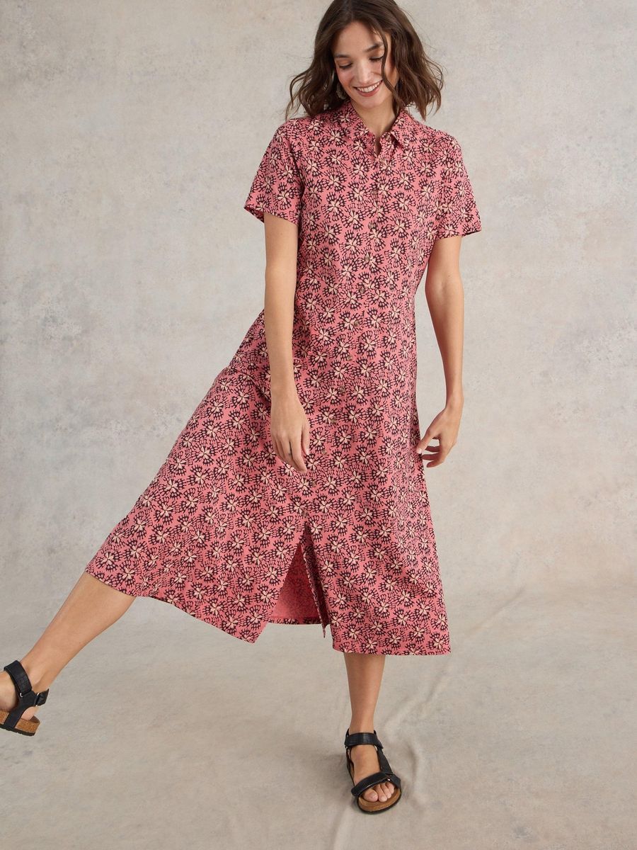 Jersey-Blusenkleid mit Print und Kragen