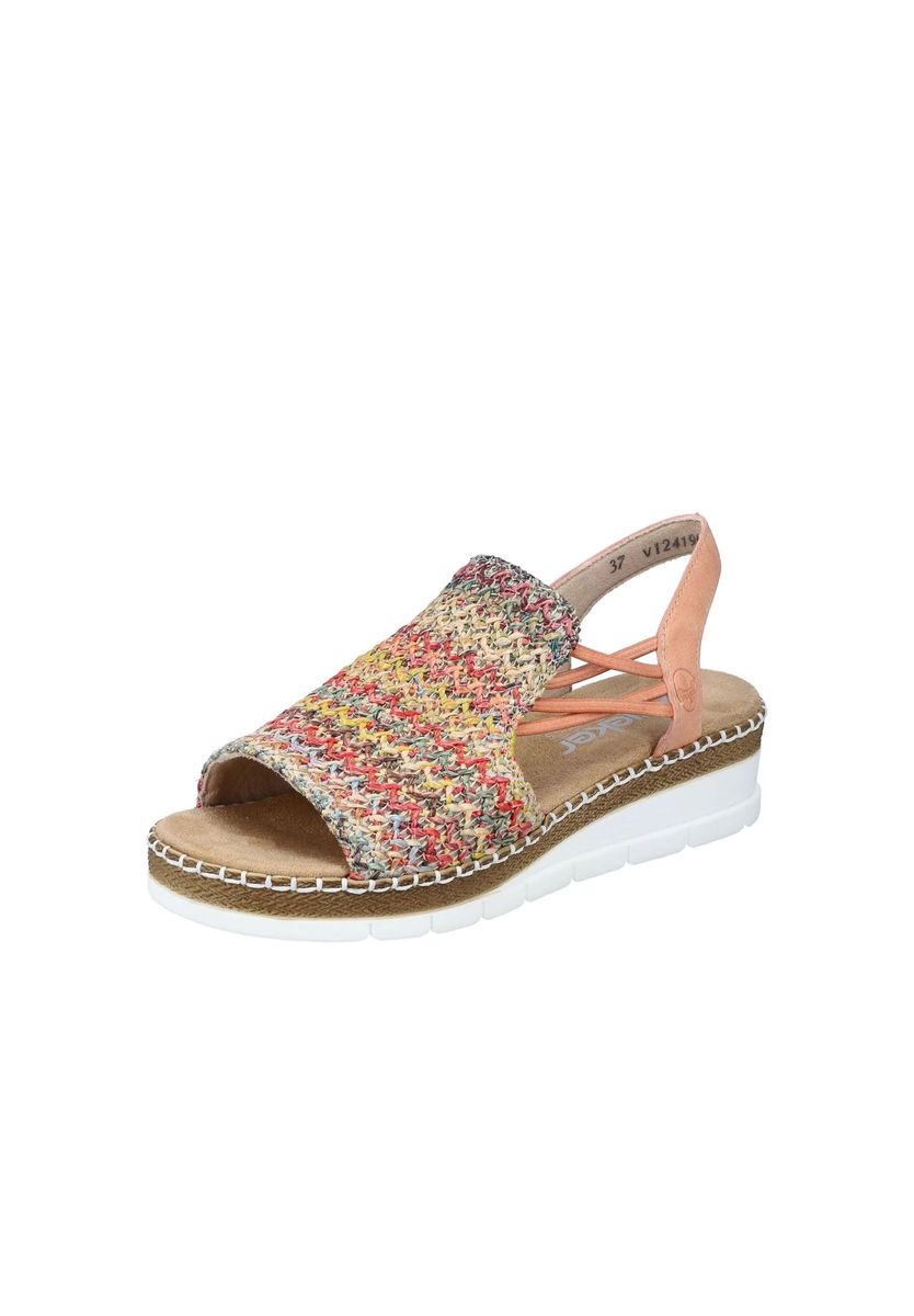 Gewebte mehrfarbige Keilsandalette