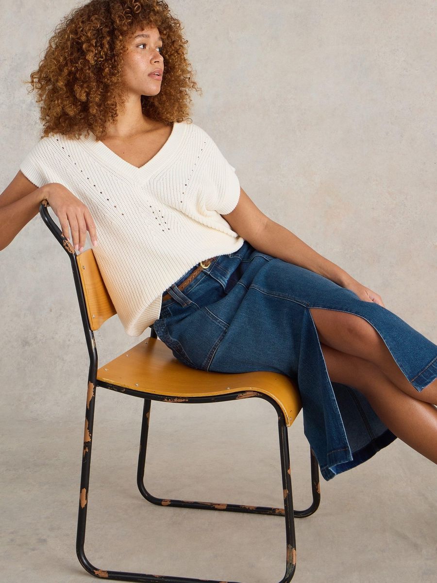 Midi Jeansrock mit Schlitz