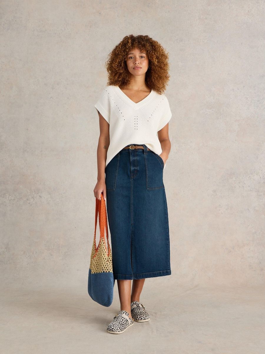Midi Jeansrock mit Schlitz