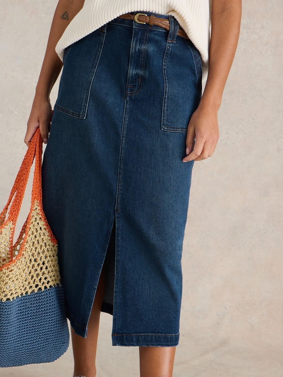 Midi Jeansrock mit Schlitz