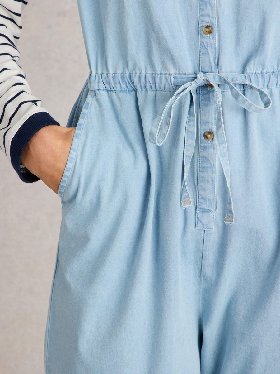 Lässiger Jeans-Jumpsuit mit Kordelzug