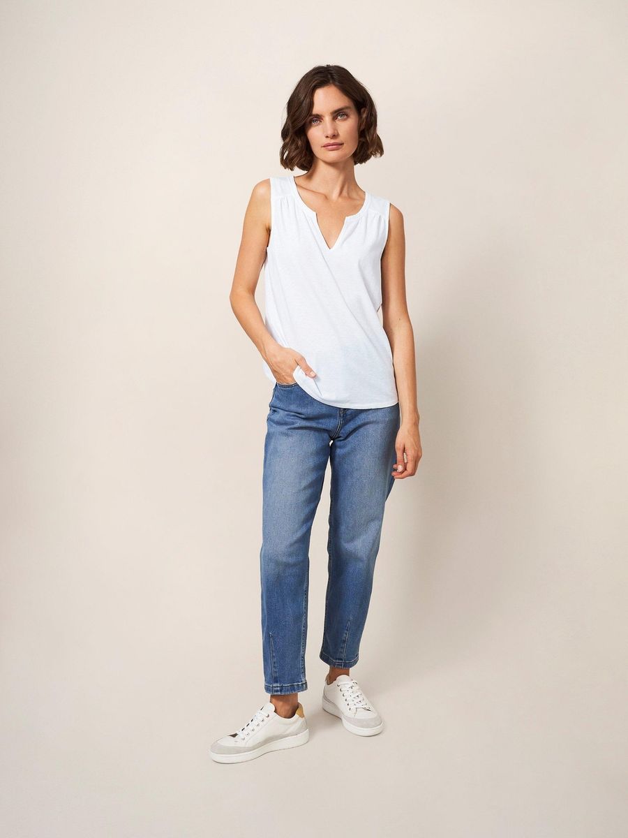 Ärmelloses Baumwoll-Tanktop mit V-Ausschnitt