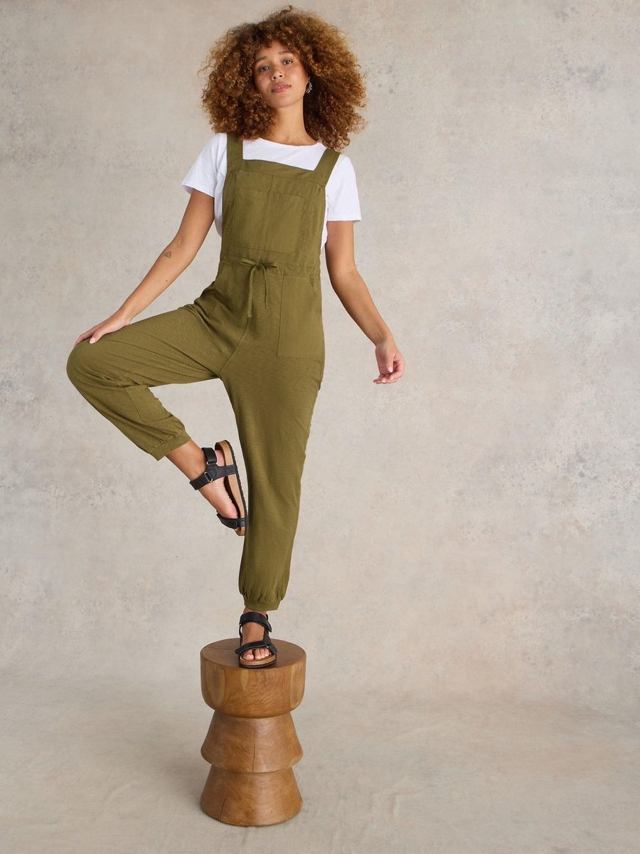 Jersey-Latzhose mit Bindegürtel