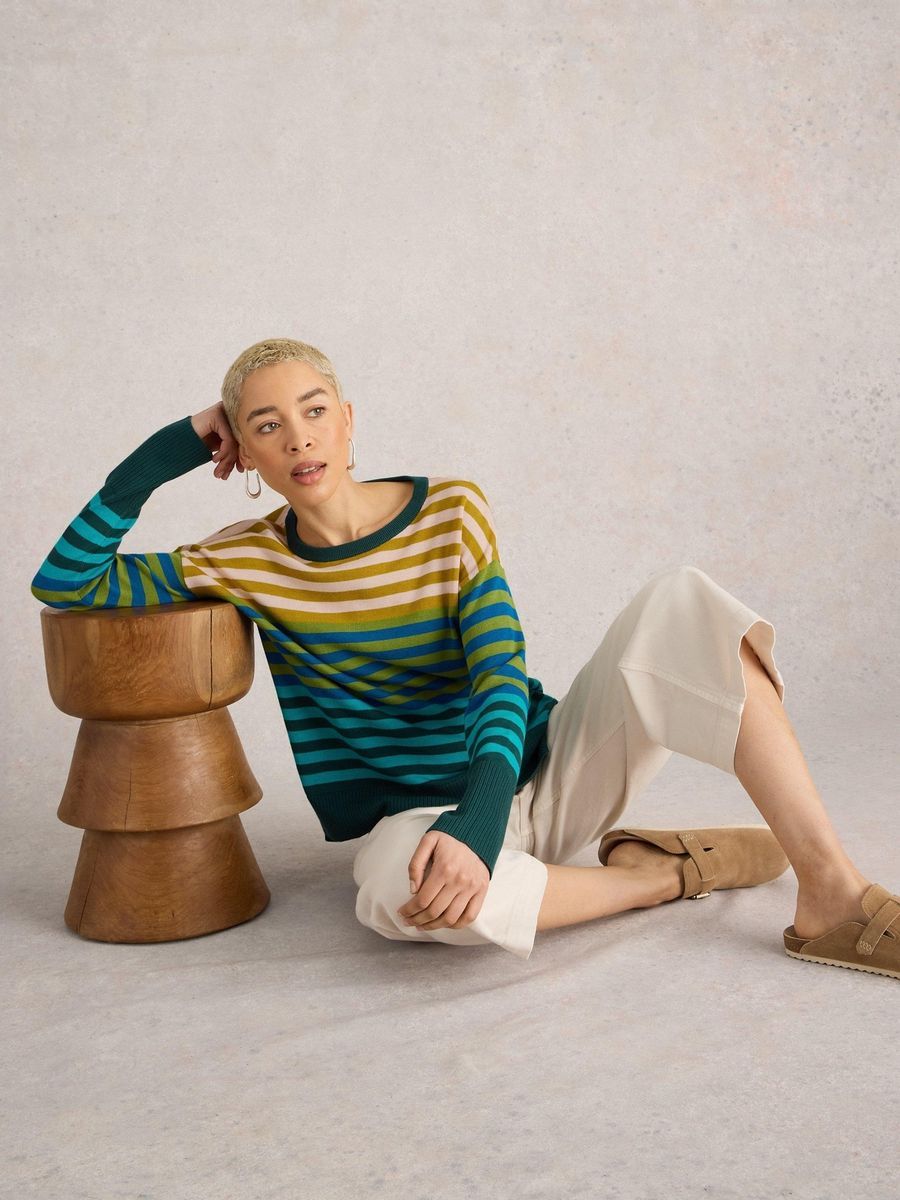 Gestreifter Strickpullover aus Bio-Baumwolle