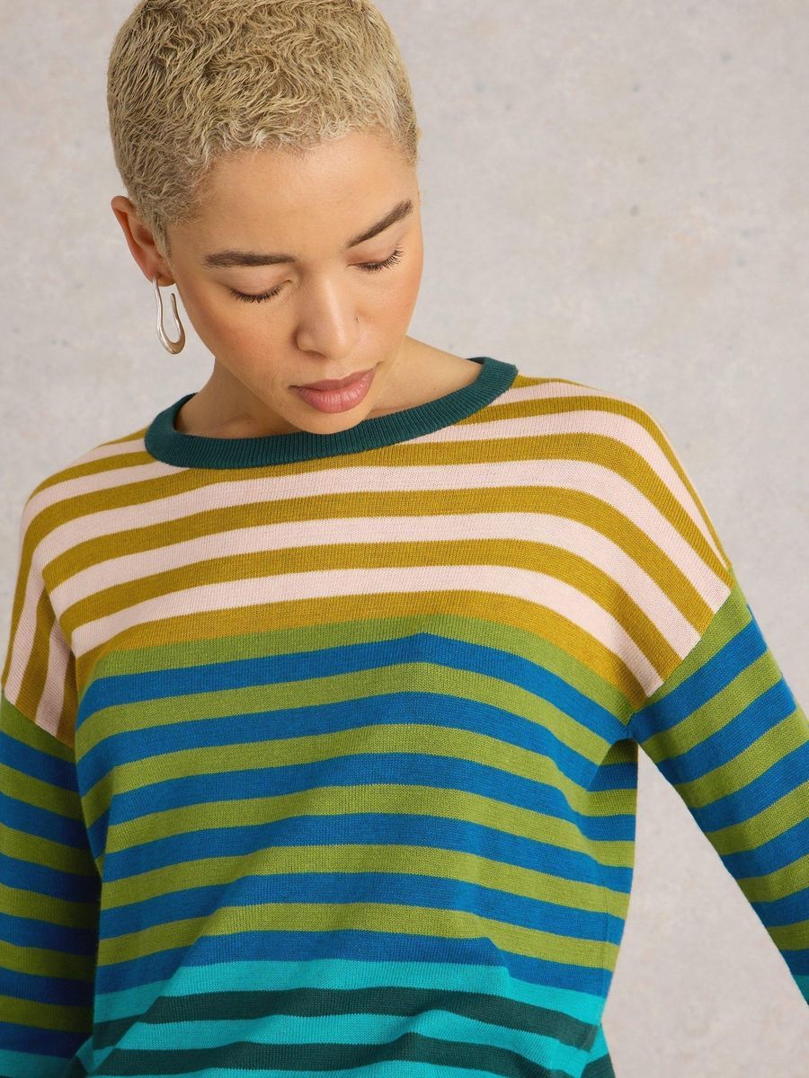 Gestreifter Strickpullover aus Bio-Baumwolle