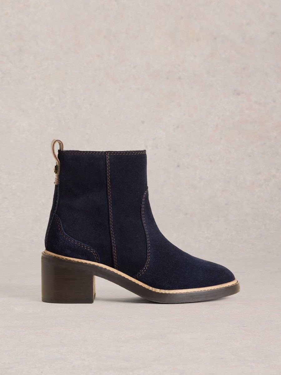 Wildleder-Stiefeletten mit Blockabsatz